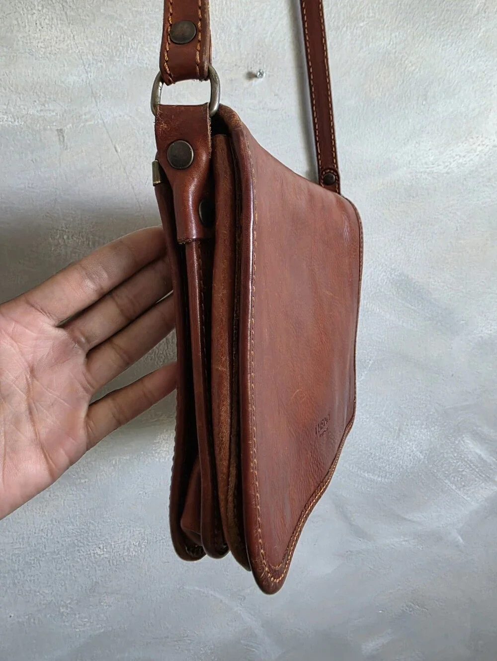 I Medici Asti Small Messenger Bag Leather Made In Italy Crossbody 10x8x3
